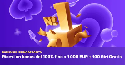 Bonus sul primo deposito 100 fino a 1000 eur 100 giri gratis (1)